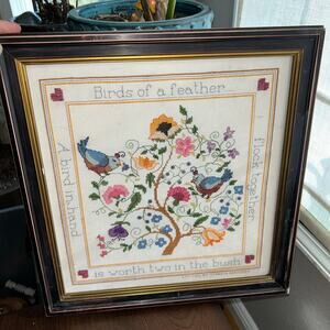 Sunset Designs Bird in the Hand counted cross stitch kit #2993 completed framed